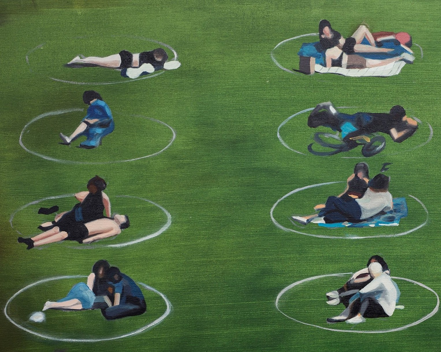 Tan Mu, A Sunday Afternoon in the Park, 2022. Detail of circles and figures.