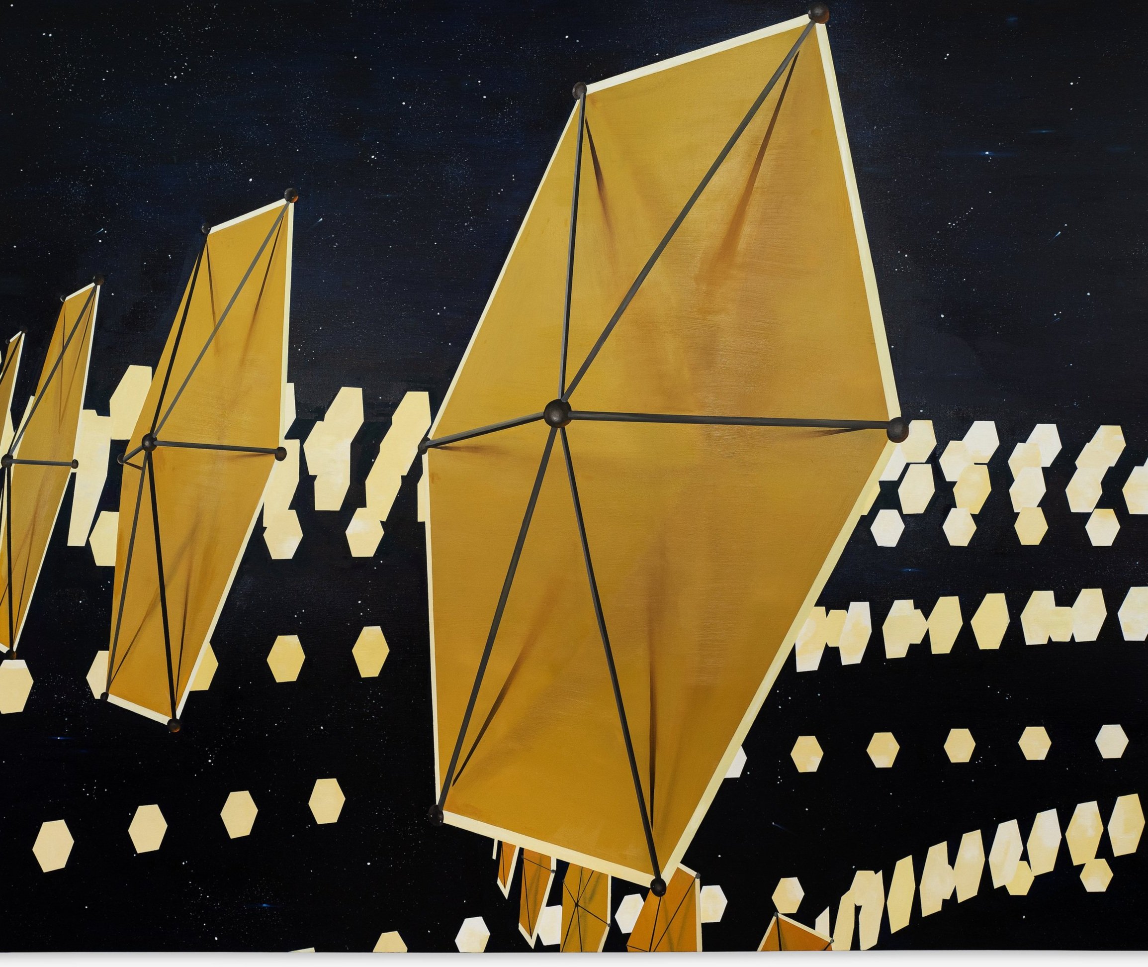 Tan Mu, Dyson Sphere, 2023. Oil on linen, 152 x 183 cm.