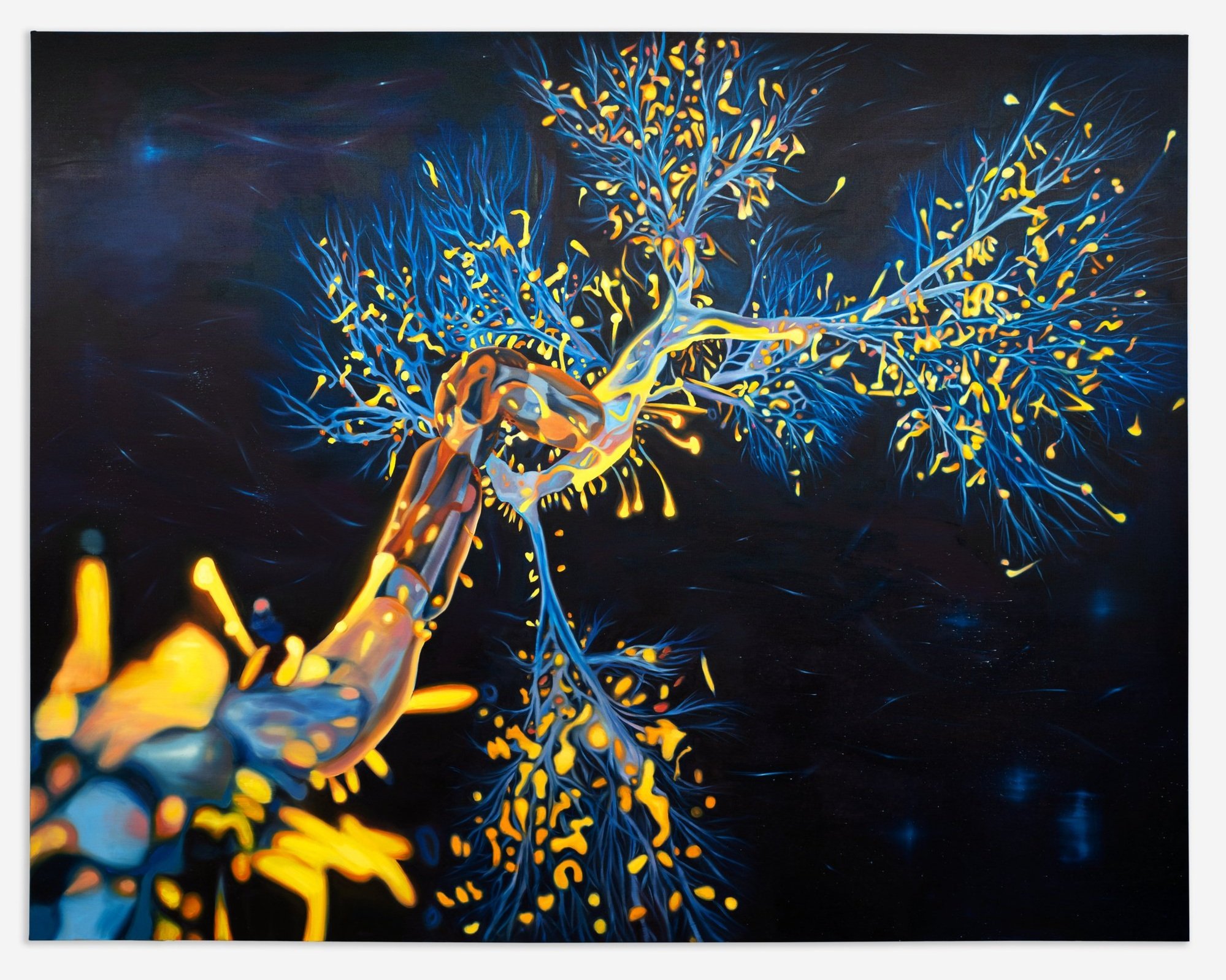 Tan Mu, Emergence, 2022. Oil on linen, 193 x 244 cm.