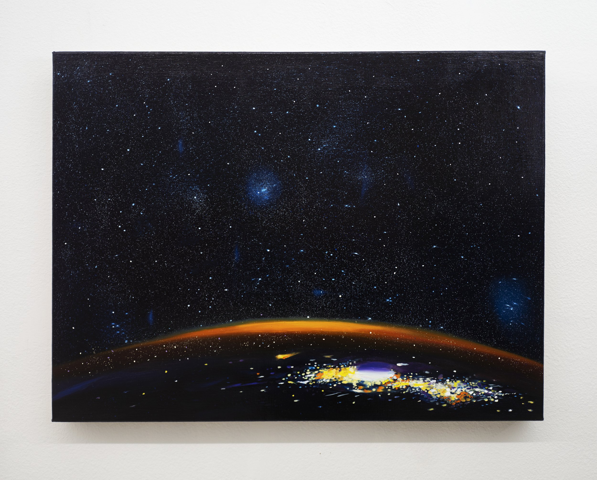 Detail of Tan Mu, Horizons 03, 2024, atmospheric layers and city lights
