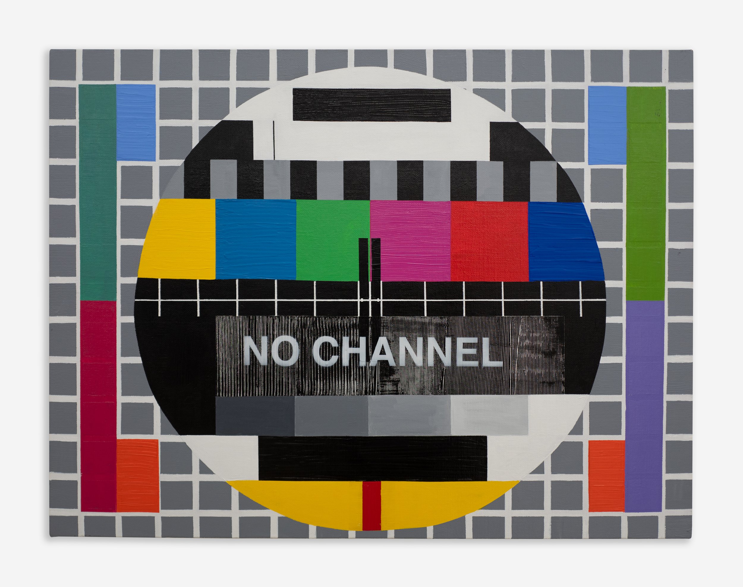 Tan Mu, NO CHANNEL, 2019. Acrylic medium on linen, 46 x 61 cm.