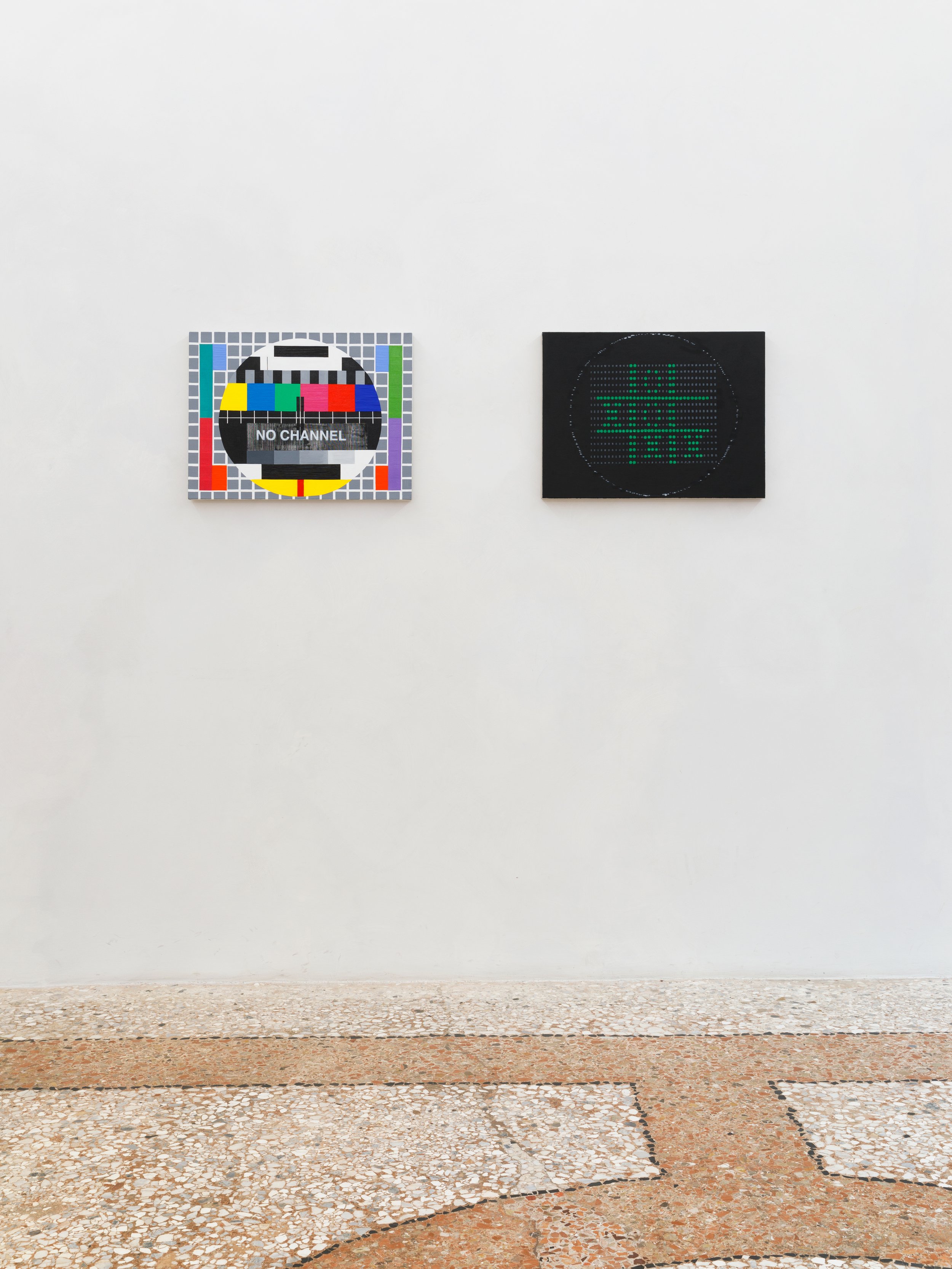 Tan Mu, NO CHANNEL, 2019. Detail of concentric circle and color blocks.