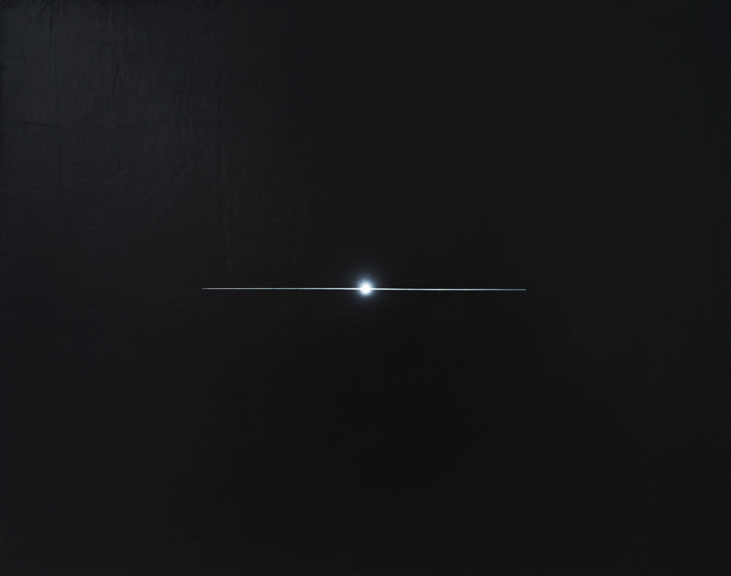 Tan Mu, Off, 2019. Detail showing the airbrushed light strip emerging from the sanded black ground.