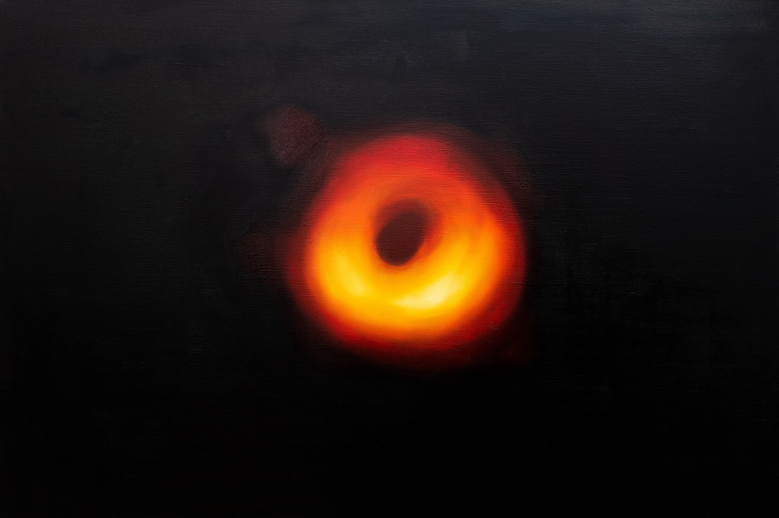 Powehi, 2022, detail showing brushwork of the accretion disk ring, by Tan Mu