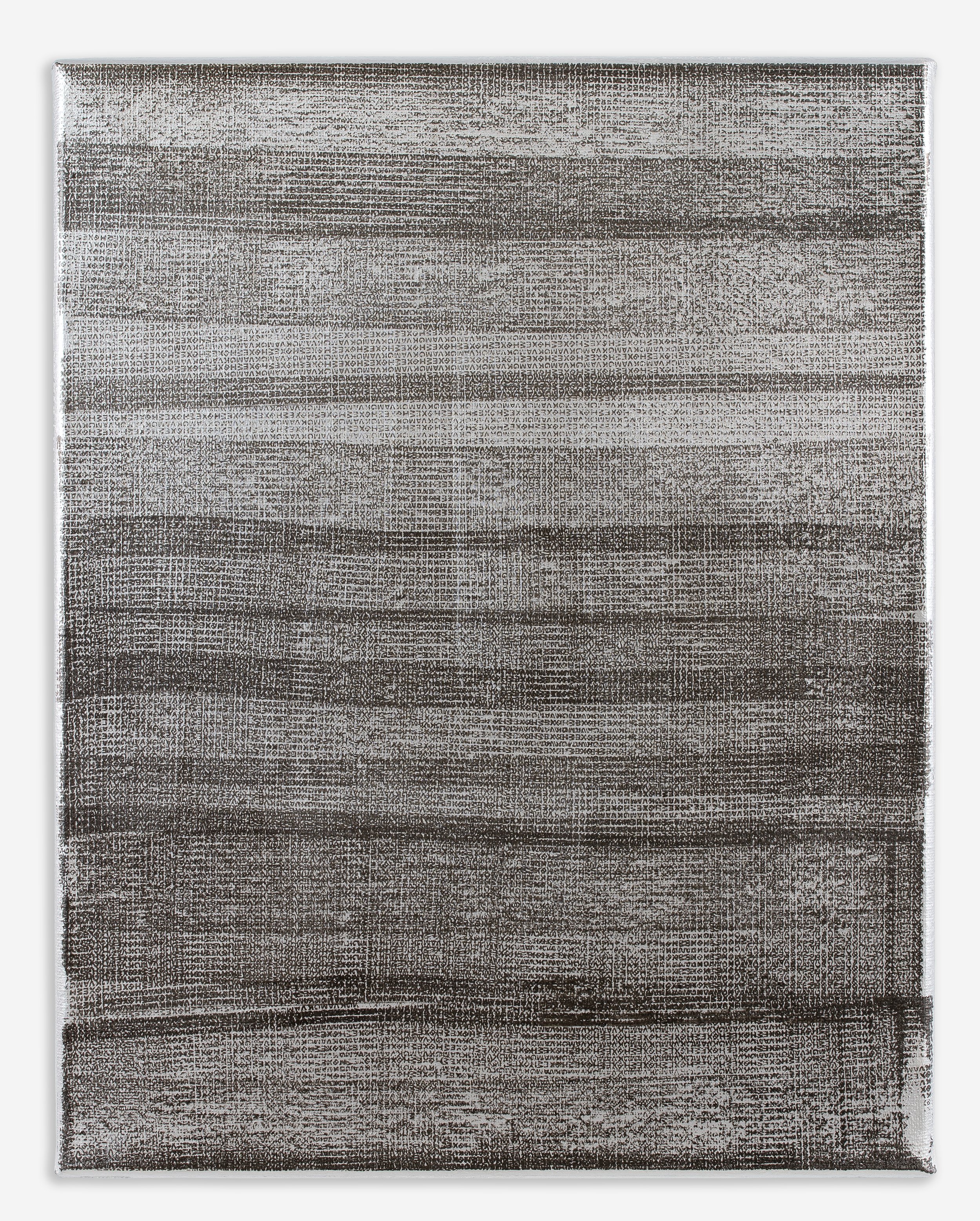 Tan Mu, Privacy 1, 2021. Detail of stamped pattern over gold acrylic.