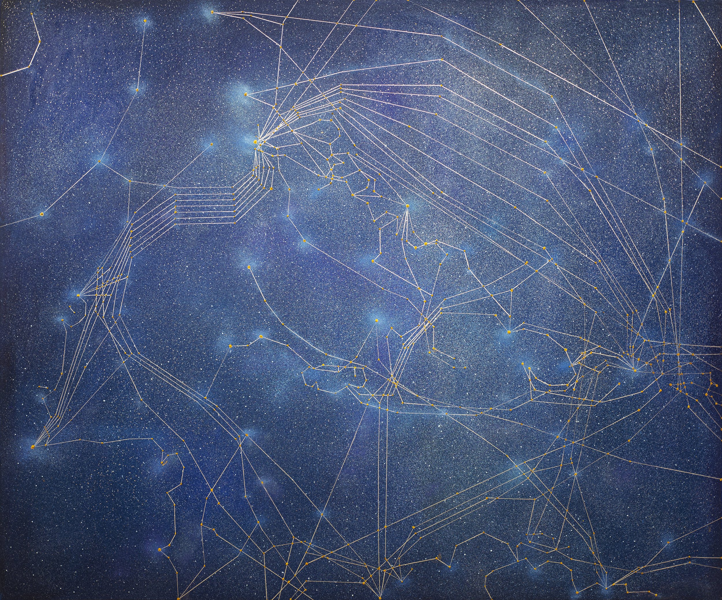 Tan Mu, Signal: Submarine Networks 06 (Caribbean Sea), 2025. Oil and acrylic on linen, 152.5 x 183 cm.