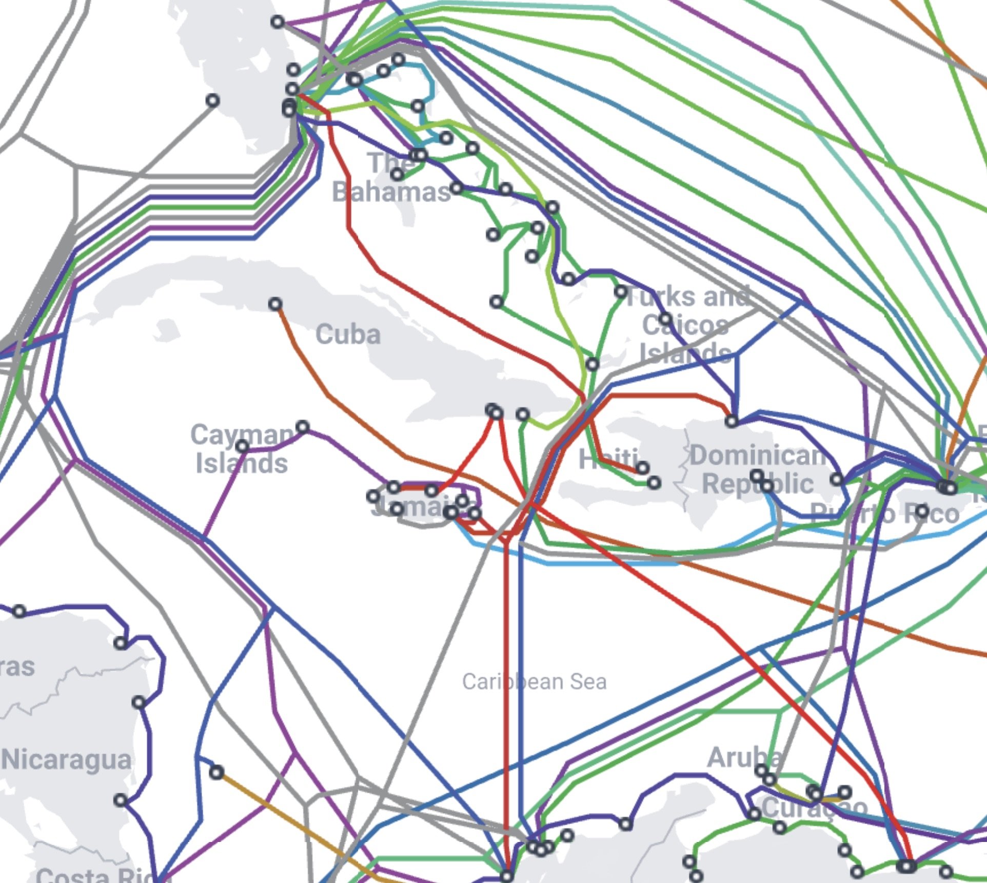 Tan Mu, Signal: Submarine Networks 06 (Caribbean Sea), 2025. Detail of landing station nodes.