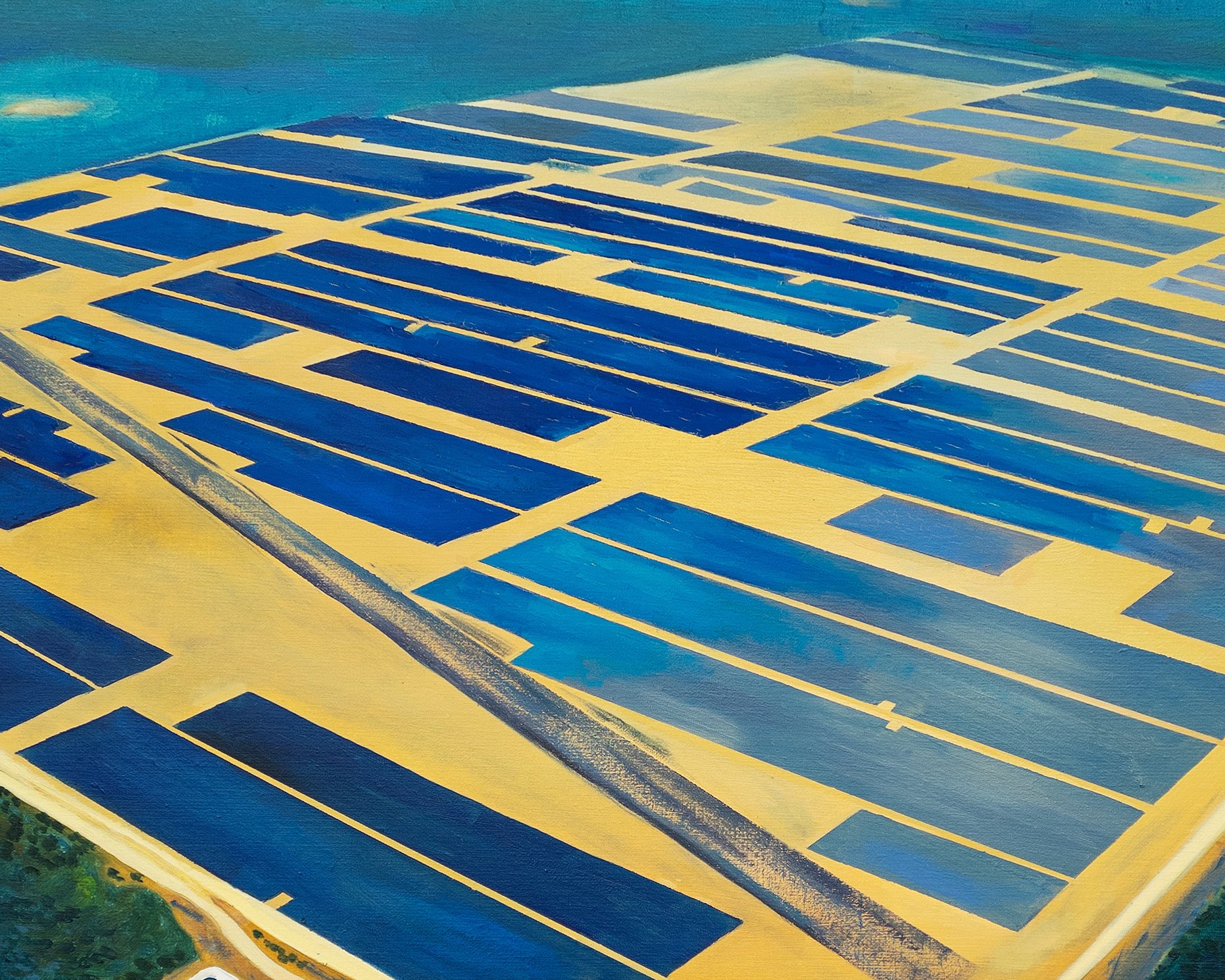 Detail of Solar Farm 2022, showing panel reflections and color shifts.
