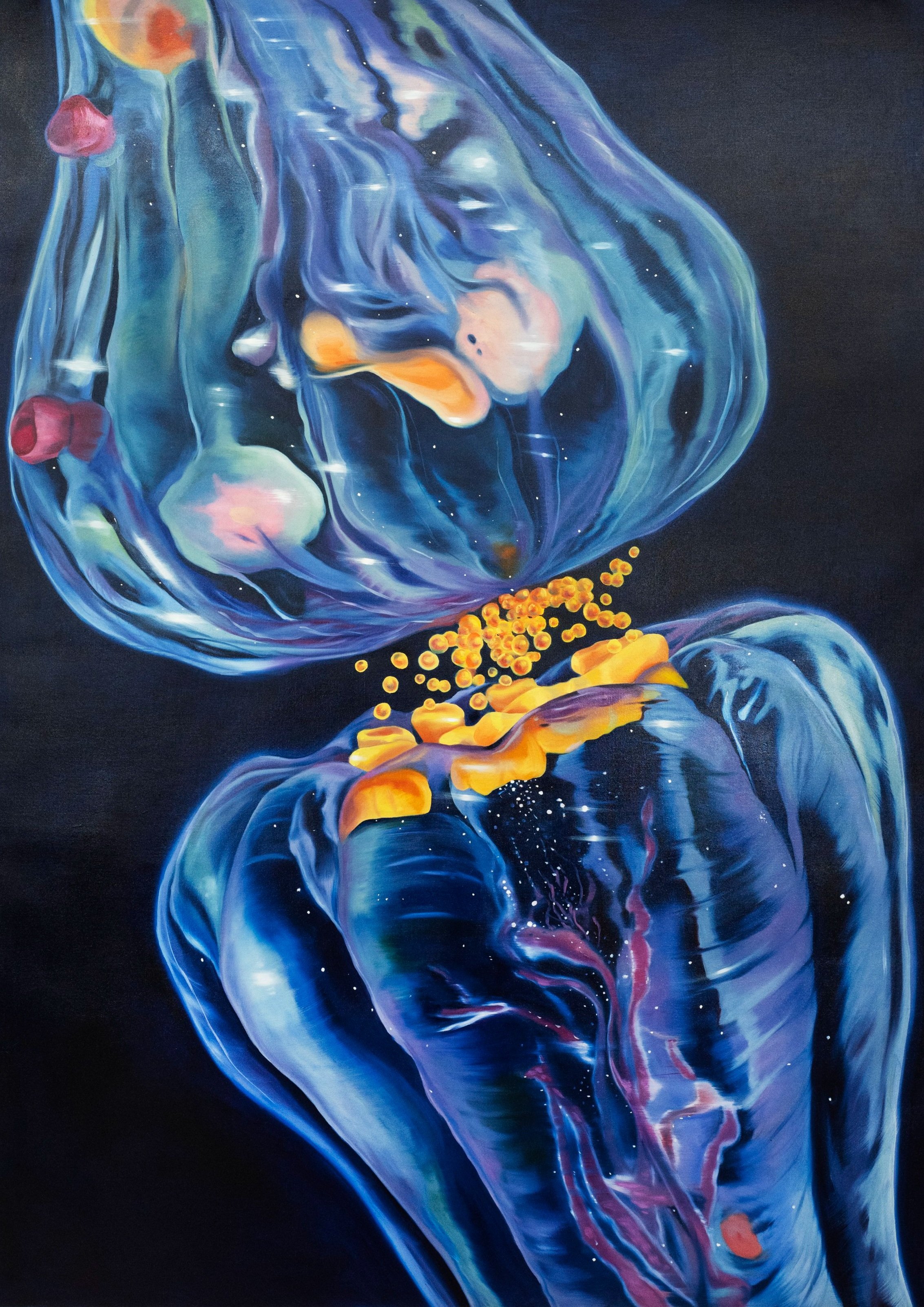 Tan Mu, Synapse, 2023. Oil on linen.