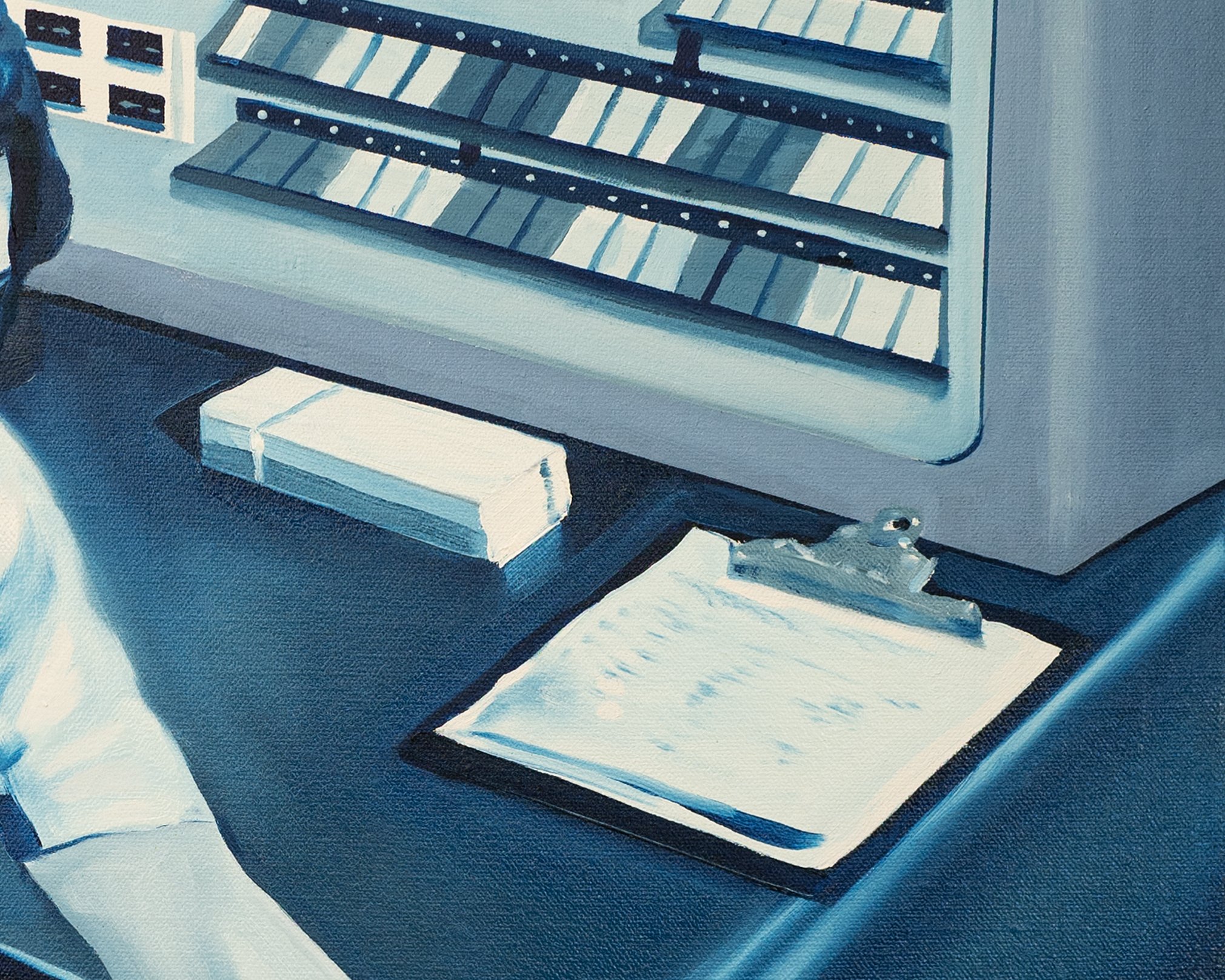 Tan Mu, The Binary Dream, 2024. Detail of operator's hands.