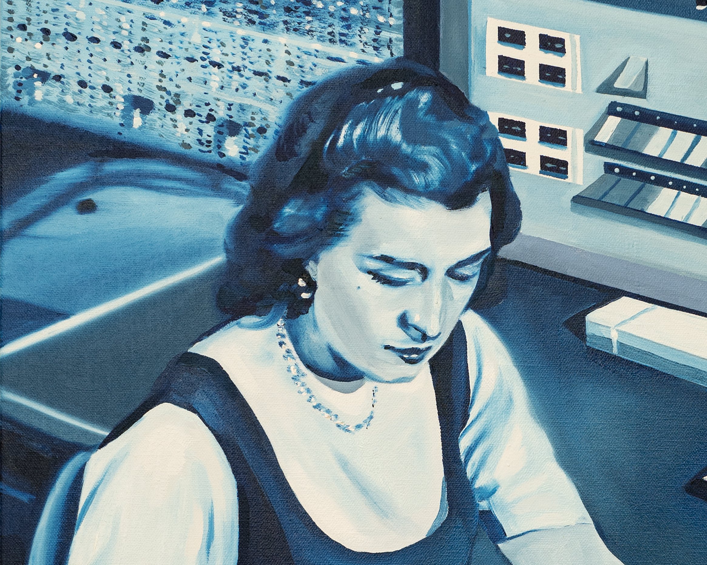 Tan Mu, The Binary Dream, 2024, detail of IBM 704 machine panels