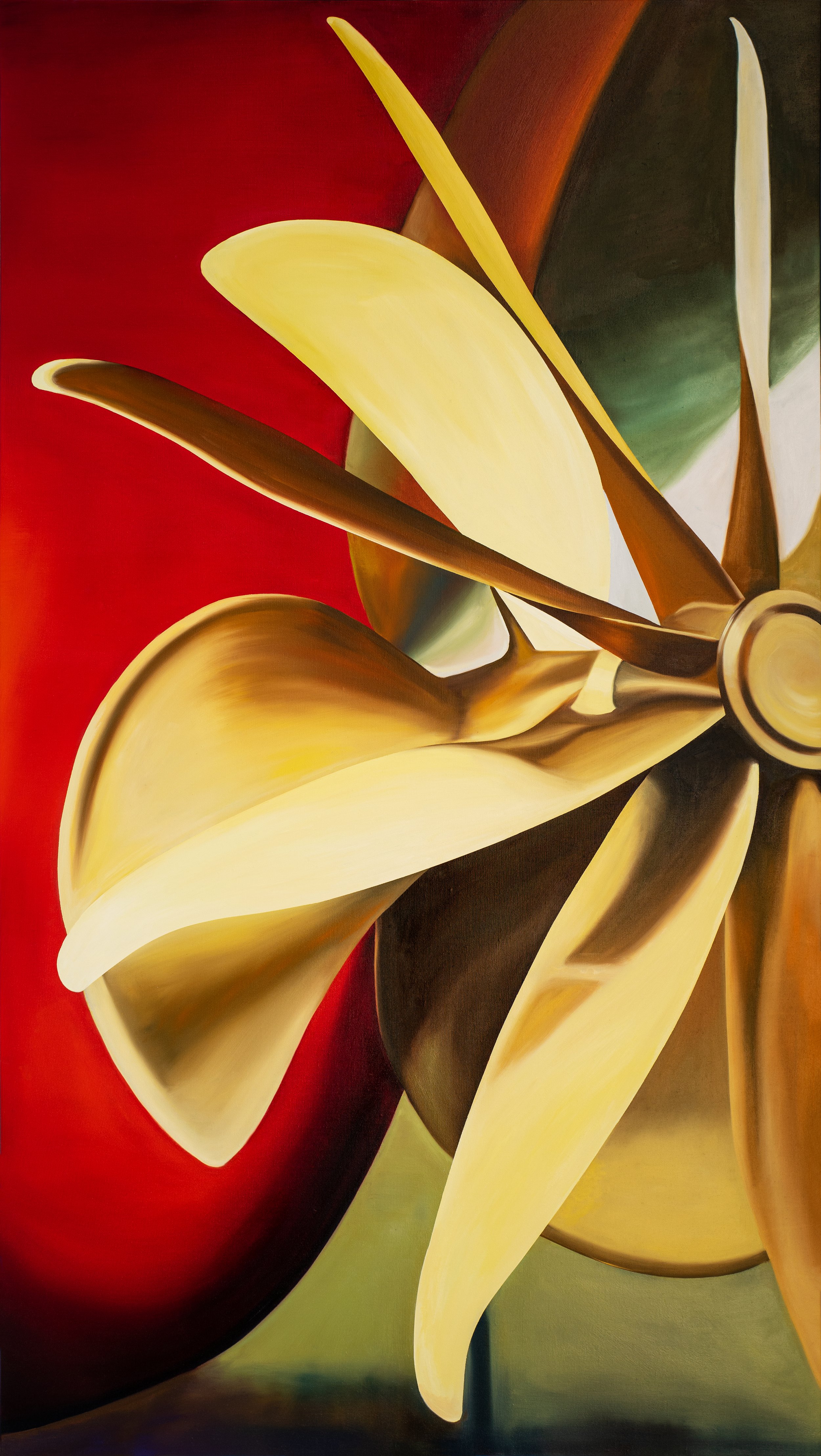 Tan Mu, The Wave 02, 2024, detail of propeller blades and golden surface