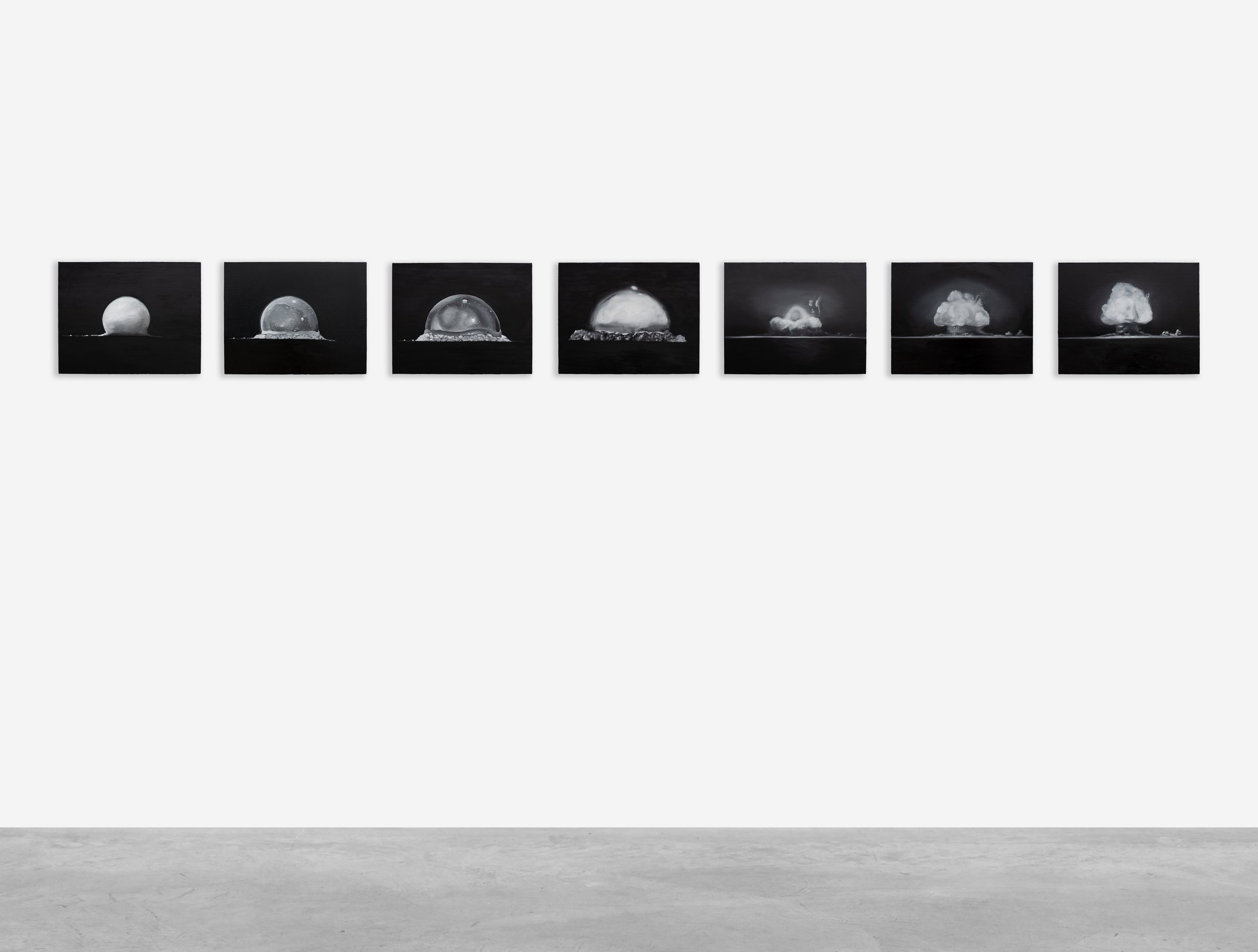 Tan Mu, TRINITY TESTING, 2020, oil on linen, seven panels